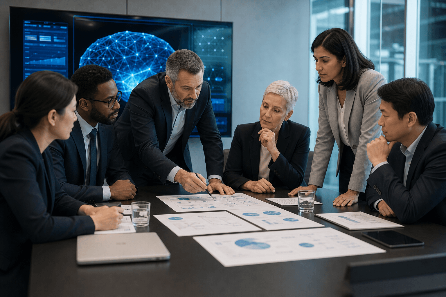 Executives and consultants co-designing governance and strategy for AI programs