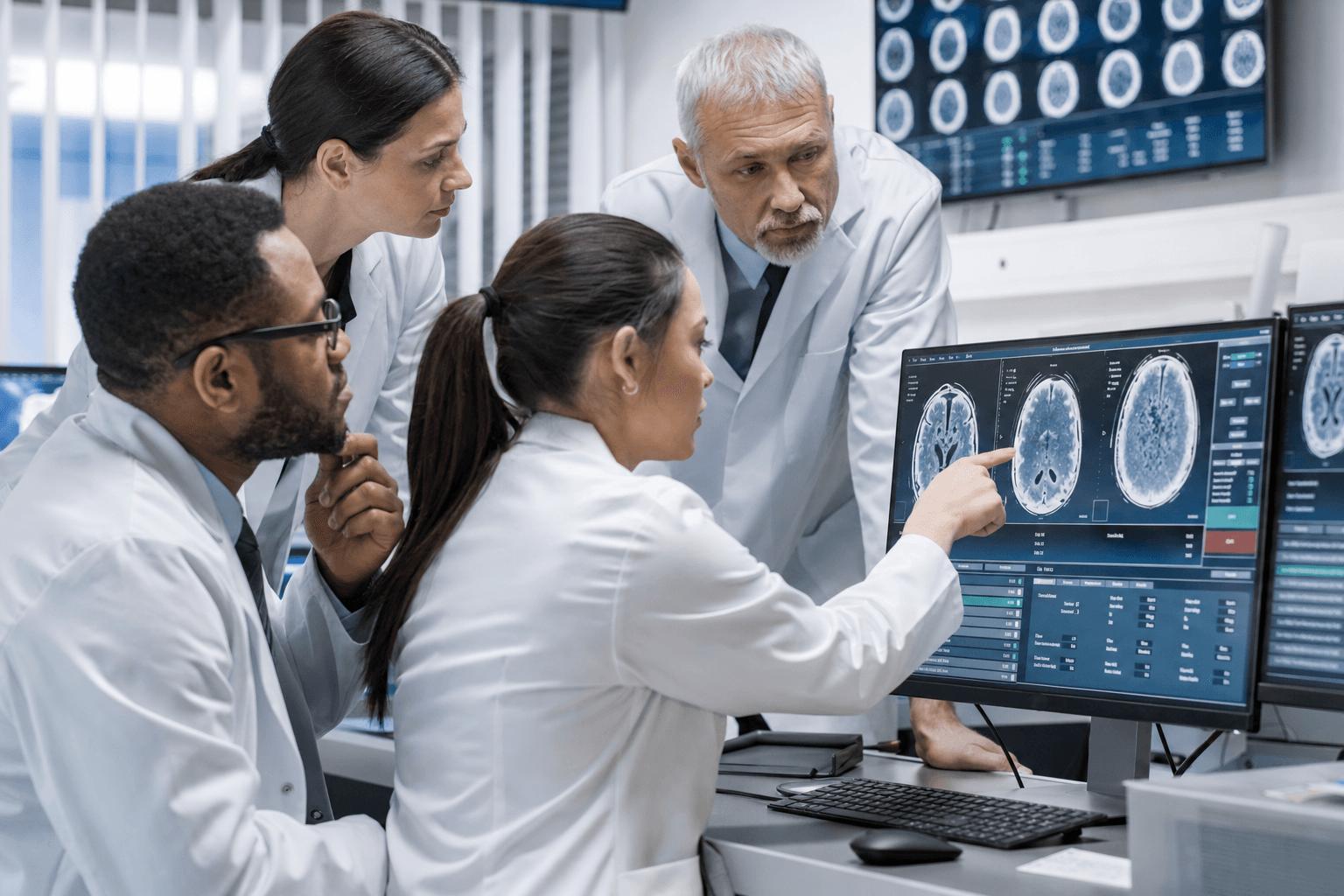 Clinical researchers validating medical imaging AI with physicians