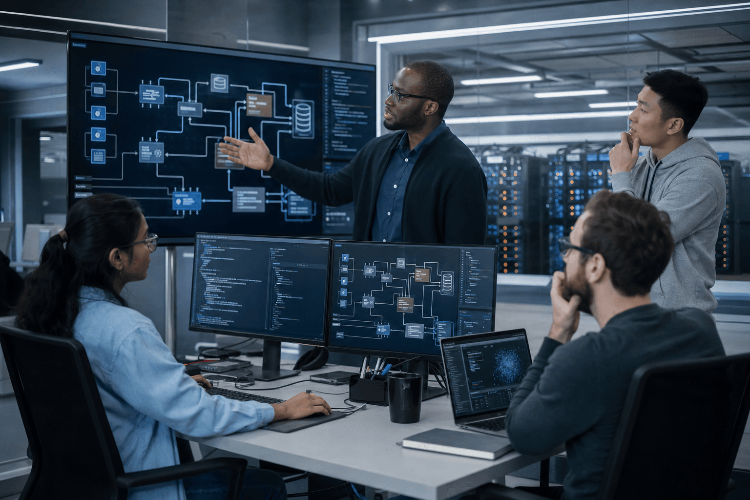 Engineers configuring enterprise AI and knowledge infrastructure